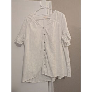Women's Terra & Sky White Blouse Plus Size 1X